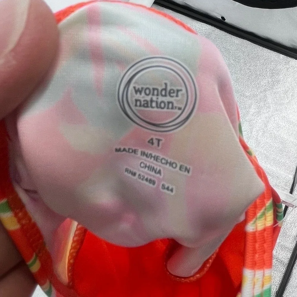 NWT Wonder Nation‎ Girls 4T Tankini Swimsuit Set Tropical Floral Pink Glowstick